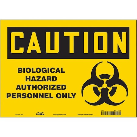 Condor Biohazard Sign, 10 in H, 14 in W, Vinyl, Horizontal Rectangle, English, 447X11 447X11