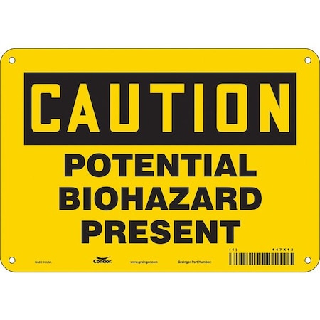 Condor Biohazard Sign, 7 in H, 10 in W, Vertical Rectangle, English, 447X12 447X12