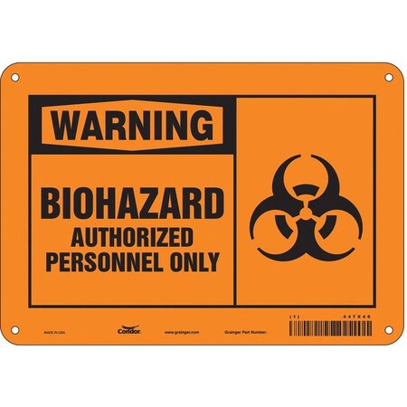 Condor Biohazard Sign, 7 in H, 10 in W, Polyethylene, Vertical Rectangle, English, 447X46 447X46