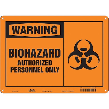 Condor Biohazard Sign, 10 in H, 14 in W, Polyethylene, Horizontal Rectangle, English, 447X47 447X47