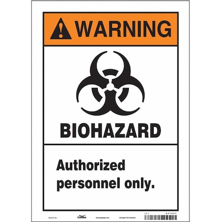 Condor Biohazard Sign, 14 in H, 10 in W, Vinyl, Vertical Rectangle, English, 447X57 447X57