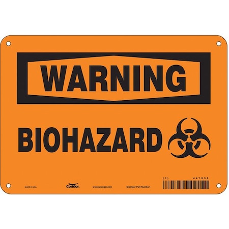 Condor Biohazard Sign, 7 in H, 10 in W, Vertical Rectangle, English, 447X58 447X58