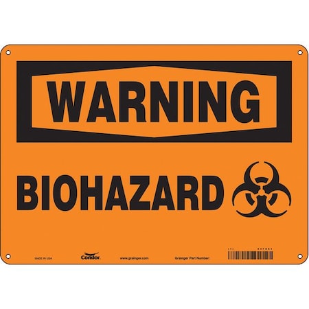 Condor Biohazard Sign, 10 in H, 14 in W, Polyethylene, Horizontal Rectangle, English, 447X61 447X61
