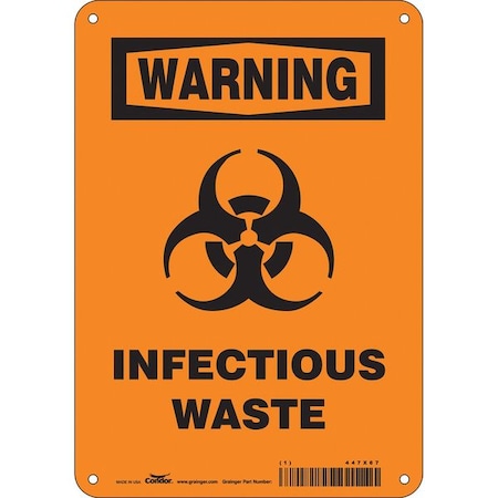 Condor Biohazard Sign, 10 in H, 7 in W, Polyethylene, Horizontal Rectangle, English, 447X67 447X67