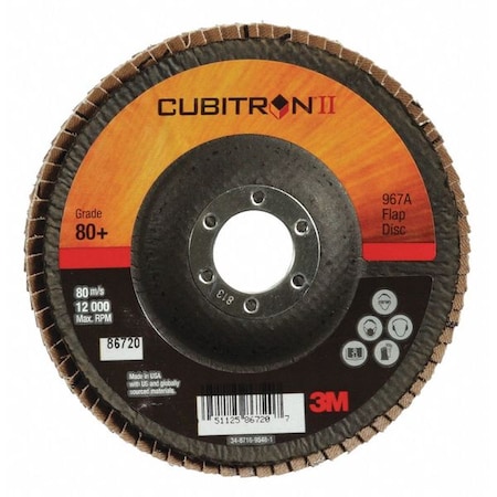 3M Cubitron Flap Disc, Type 29, 5" dia., 80 Grit 7000148201