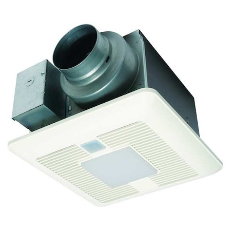 Panasonic Ceiling Bathroom Fan, 50/80/110 cfm cfm, 4 in or 6 in Duct Dia., 120V AC, With Light FV-0511VQCL1
