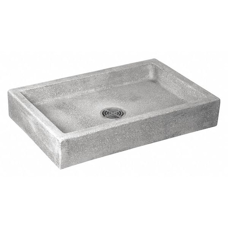 Fiat Products Mop Sink 32 in x 20 in, 1, Terrazzo Made of Black and White Marble Chips with Plain Curbs SB3624501