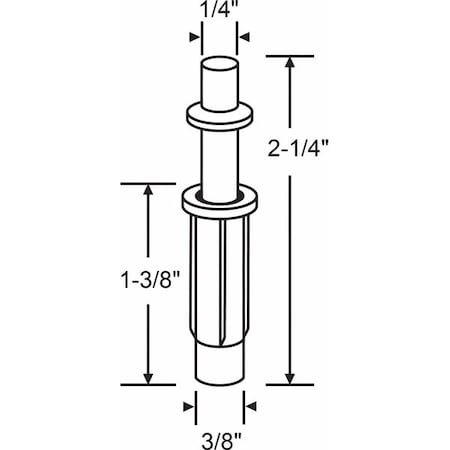 Zoro Select Door Top Pivot, Nylon/Steel, 2-1/4"L 2-110