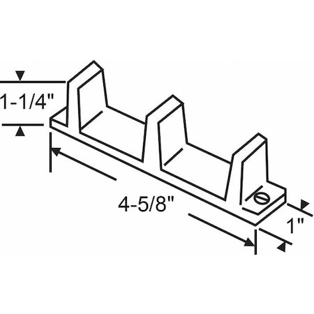 Zoro Select Door Floor Guide, Nylon, 4-5/8"L 8-208
