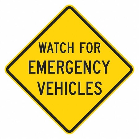Lyle Watch for Emergency Vehicles Traffic Sign, 12 in H, 12 in W, Aluminum, Diamond, T1-1849-HI_12x12 T1-1849-HI_12x12