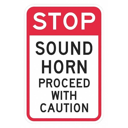 Lyle Stop Sound Horn Sign, 18" Height, 12" Width, Recycled Aluminum, Rectangle, English T1-1389-EG_12x18