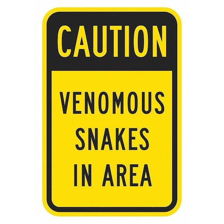 Lyle Caution, Venomous Snakes In Area, 18 in x 12 in, Vertical Rectangle, Aluminum, T1-1374-HI_12x18 T1-1374-HI_12x18