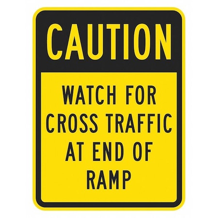 Lyle Watch For Cross Traffic Sign, 18 in H, 12 in W, Aluminum, Vertical Rectangle, T1-1377-DG_12x18 T1-1377-DG_12x18