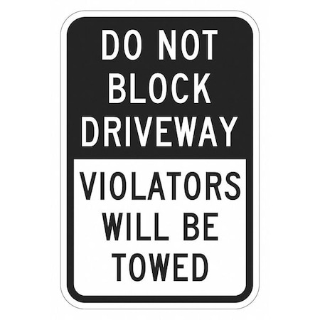 Lyle Driveway No Parking Sign, 18" x 12, T1-1653-EG_12x18 T1-1653-EG_12x18