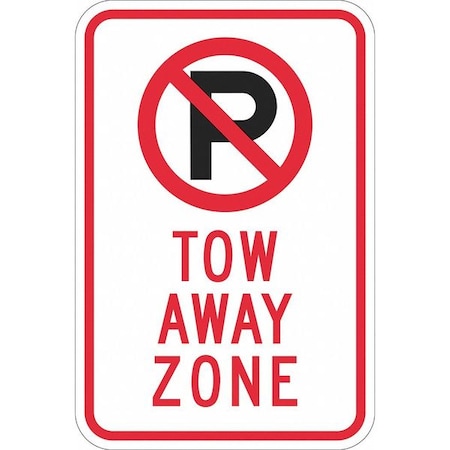 Lyle Fire Lane Parking Sign, 12 in W, 18 in H, English, Aluminum, White T1-1156-EG_12x18