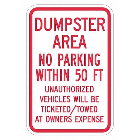 Lyle Dumpster No Parking Sign, 18" x 12, T1-1683-HI_12x18 T1-1683-HI_12x18