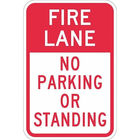 Lyle Fire Lane, Zone & Equipment No Parking Sign, 18 in Height, 12 in Width, Aluminum, English T1-1054-DG_12x18