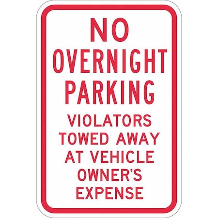 Lyle No Overnight Parking Sign, 18" x 12, T1-1055-DG_12x18 T1-1055-DG_12x18
