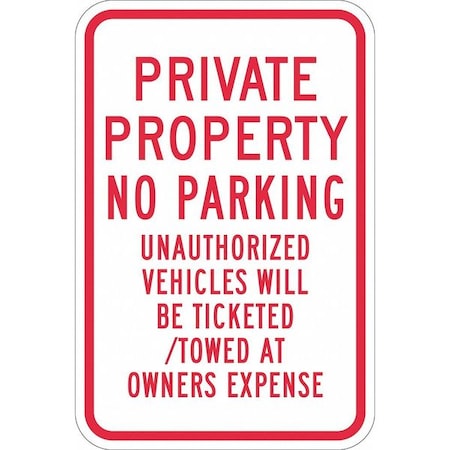 Lyle Private Property No Parking Sign, 18"x12, T1-1169-DG_12x18 T1-1169-DG_12x18