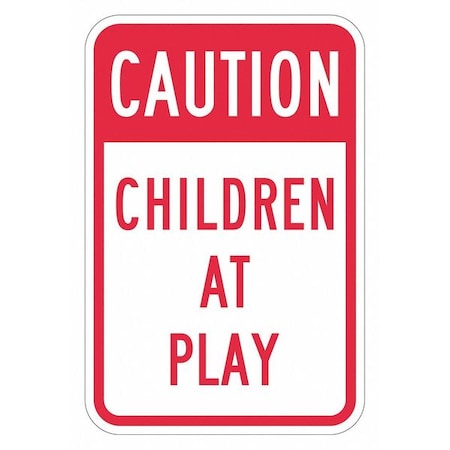 Lyle Children at Play Traffic Sign, 18 in H, 12 in W, Aluminum, Vertical Rectangle, T1-1336-EG_12x18 T1-1336-EG_12x18