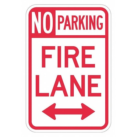 Lyle No Parking Fire Lane Parking Sign, 18 in Height, 12 in Width, Aluminum, Vertical Rectangle, English T1-2857-HI_12x18