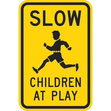 Lyle Children at Play Traffic Sign, 24 in H, 18 in W, Aluminum, Vertical Rectangle, T1-1025-EG_18x24 T1-1025-EG_18x24