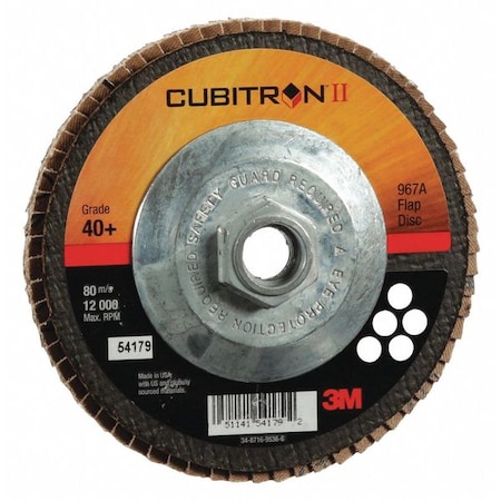 3M Cubitron Flap Disc, Type 27, 5" dia., 40 Grit 7100049189