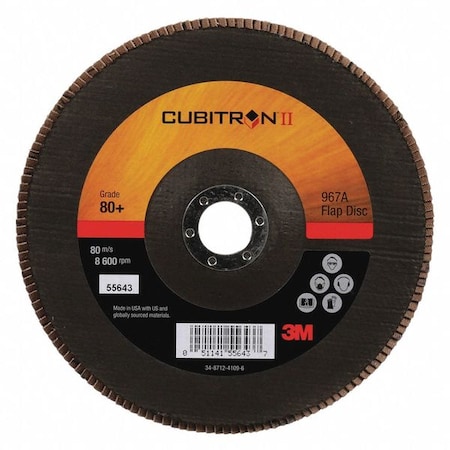 3M Cubitron Flap Disc, Type 27, 7" dia., 80 Grit 7010327064
