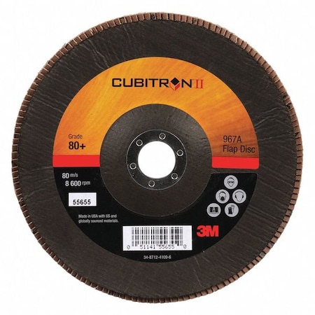 3M Cubitron Flap Disc, Type 29, 7" dia., 80 Grit 7010300291