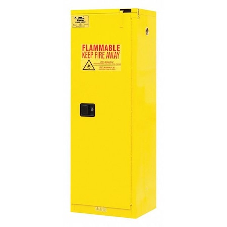 Condor Hazardous Material Storage Cabinet, 22 gal, 2 Shelves, Steel, 23 1/2 in W x 66 1/2 in H x Yellow 45AE81