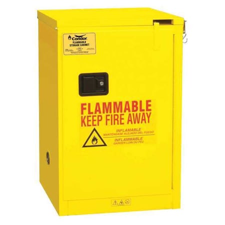 Condor Hazardous Material Storage Cabinet, 4 gal, 1 Shelves, Steel, 17 1/2 in W x 23 1/2 in H x Yellow 45AE83