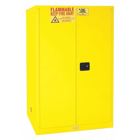 Condor Hazardous Material Storage Cabinet, 90 gal, 2 Shelves, Steel, 43 in W x 66 1/2 in H x 34 in D 45AE85