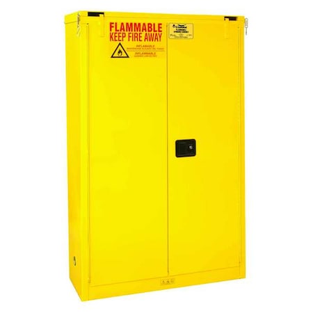 Condor Hazardous Material Storage Cabinet, 45 gal, 2 Shelves, Steel, 43 in W x 66 1/2 in H x 18 in D 45AE88