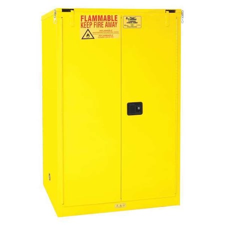 Condor Hazardous Material Storage Cabinet, 90 gal, 2 Shelves, Steel, 43 in W x 66 1/2 in H x 34 in D 45AE89