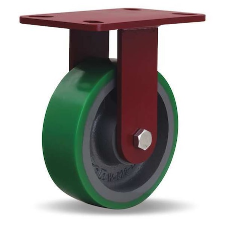 Hamilton Plte Caster, Rgd, Poly, 6 in., 1200 lb., Grn R-ZFWH-6DB