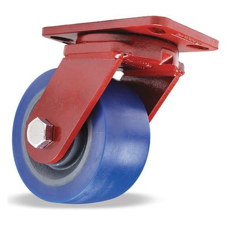 Hamilton Plate Caster, Kingpinless Swivel, Poly, 6 in, 2450 lb. S-ZFFM-63EGB-4SL-FB