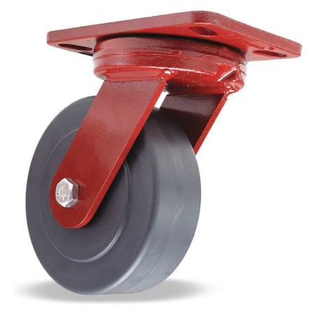 Hamilton Plate Caster, Kingpinless Swivel, Nylon, 6 in, 2300 lb S-ZFHS-6NYB-4SL-FB