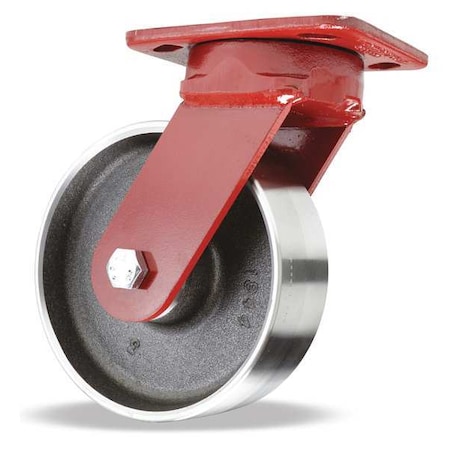 Hamilton Plate Caster, Kingpinless Swivel, Forged Steel, 6 in, 2500 lb S-ZFWH-6FSB-4SL-FB