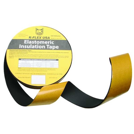 K-FLEX USA Pipe Insulation Tape, 30 ft Overall Lg, 2 in Overall Wd, 125 mil Thick, Buna-N Rubber/PVC, Black 800-EL-018