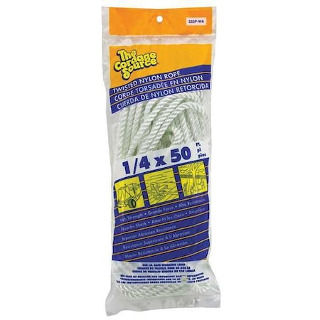 ZORO SELECT Rope, 50ft, Wht, Nylon 333P-WA