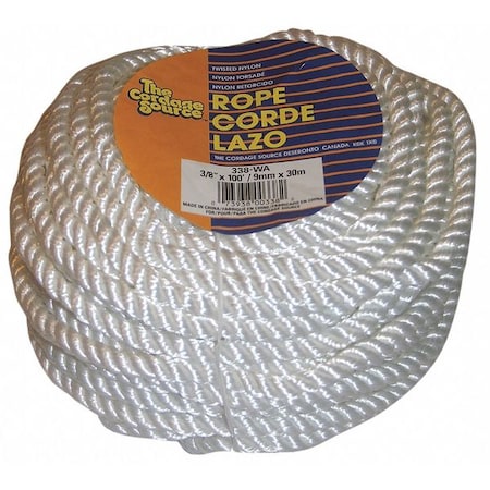 Zoro Select Rope, 100ft, Wht, 580lb., Nylon 338-WA