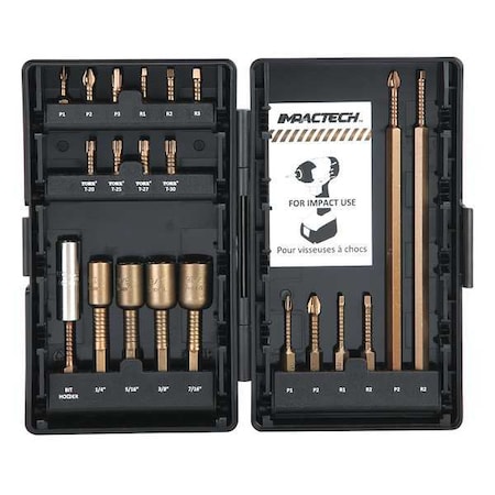 Vega 21 Piece Screwdriver Bit Set, 1/4" P21-1DB