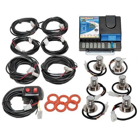 Wolo LED Hide-A-Way Strobe Light, Blue/Red, 12-24V DC, Variable FPM, Permanent 8506-31-4B2R