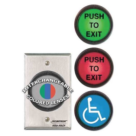 Securitron Push to Exit Button, SPDT, (3) Lens, 5A PB5