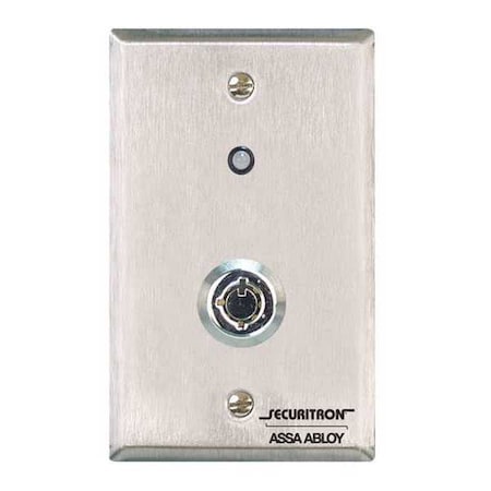 Securitron Key Switch, Stainless Steel, Satin Stainless KP1A