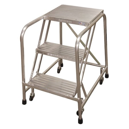 Cotterman Rolling Step, 3 Steps, 30 in Overall Height, Aluminum, Silver A3N2630A4B3C50P6