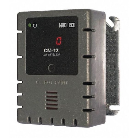 Fixed Gas Detector, Carbon Monoxide, Line Voltage, Digital Display, Internal Buzzer, 2 Relays -  MACURCO, CM-12