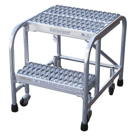Cotterman Rolling Step, 2 Steps, 20 in Overall Height, Aluminum, Silver A2N2626A4B3C50P6