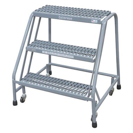 Cotterman Rolling Platform, 3 Steps, 30 in Overall Height, Steel, Gray 1003N2630A2E10B3C1P6
