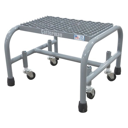 Cotterman Rolling Platform, 1 Steps, 10 in Overall Height, Steel, Gray 1001N1818A2E10B3C1P1